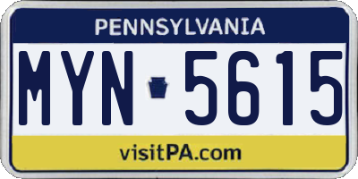 PA license plate MYN5615