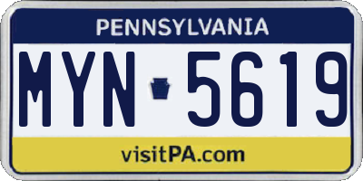 PA license plate MYN5619