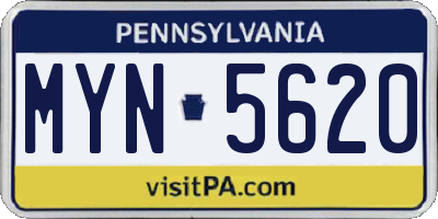 PA license plate MYN5620