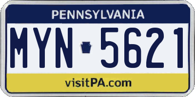 PA license plate MYN5621