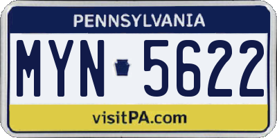 PA license plate MYN5622
