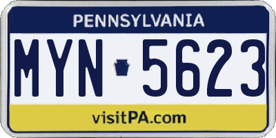 PA license plate MYN5623