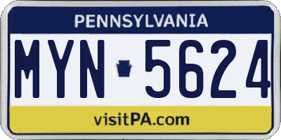 PA license plate MYN5624
