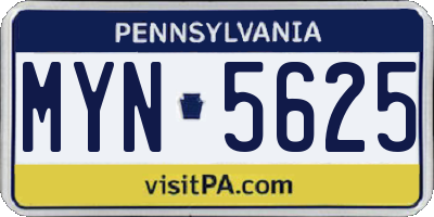 PA license plate MYN5625