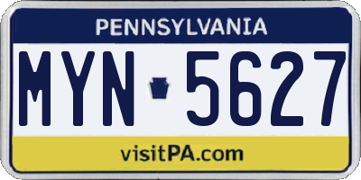 PA license plate MYN5627