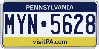 PA license plate MYN5628