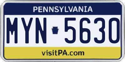PA license plate MYN5630