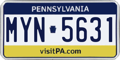 PA license plate MYN5631