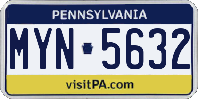 PA license plate MYN5632
