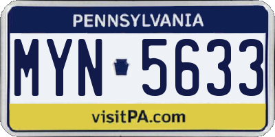 PA license plate MYN5633