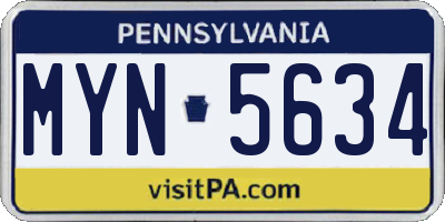 PA license plate MYN5634