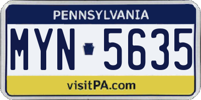PA license plate MYN5635