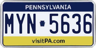 PA license plate MYN5636