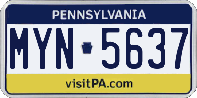 PA license plate MYN5637