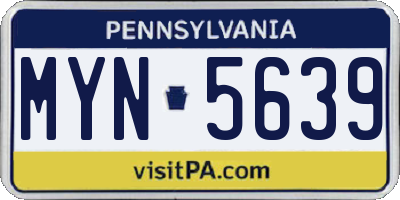PA license plate MYN5639