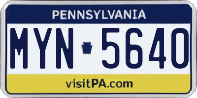 PA license plate MYN5640