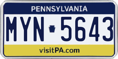 PA license plate MYN5643