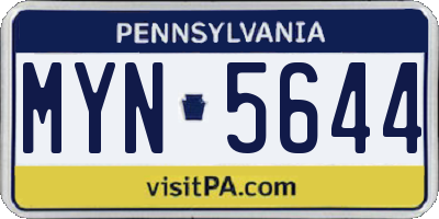 PA license plate MYN5644