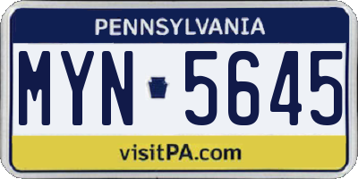 PA license plate MYN5645