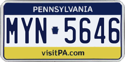 PA license plate MYN5646