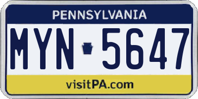 PA license plate MYN5647
