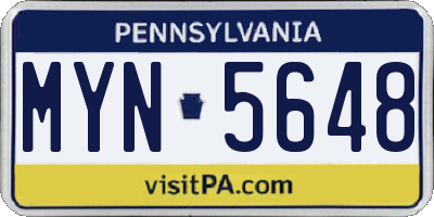 PA license plate MYN5648