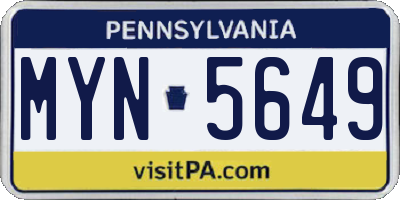 PA license plate MYN5649