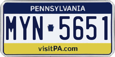 PA license plate MYN5651