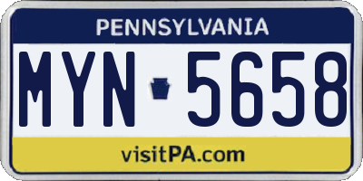 PA license plate MYN5658