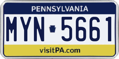 PA license plate MYN5661