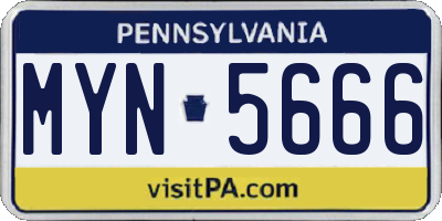 PA license plate MYN5666