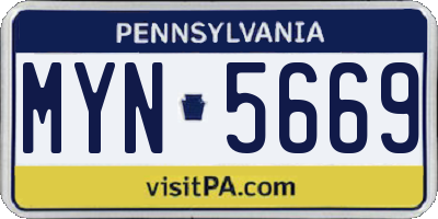 PA license plate MYN5669