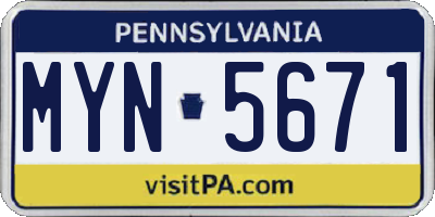 PA license plate MYN5671