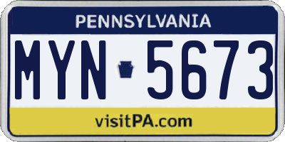 PA license plate MYN5673