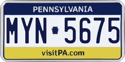 PA license plate MYN5675