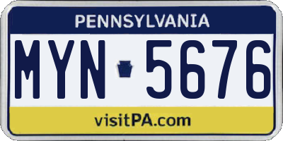 PA license plate MYN5676