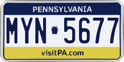 PA license plate MYN5677