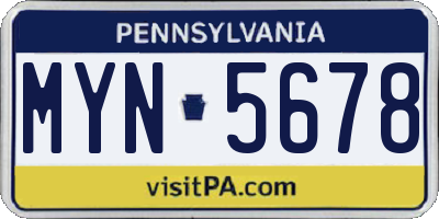 PA license plate MYN5678