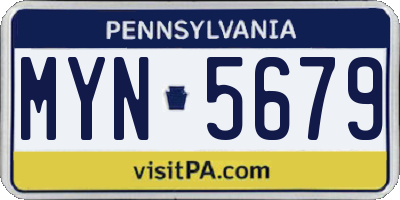 PA license plate MYN5679