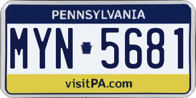 PA license plate MYN5681