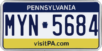 PA license plate MYN5684