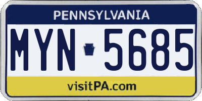 PA license plate MYN5685