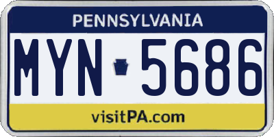 PA license plate MYN5686