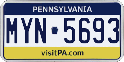 PA license plate MYN5693
