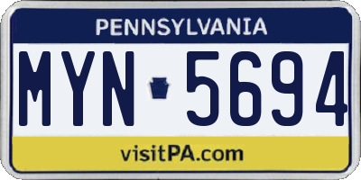 PA license plate MYN5694