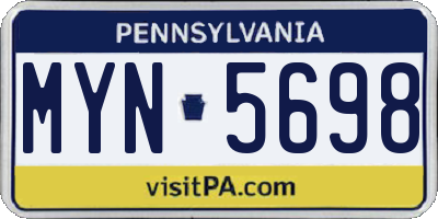 PA license plate MYN5698