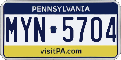 PA license plate MYN5704