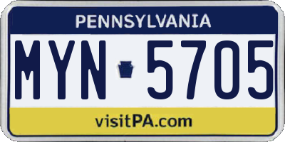 PA license plate MYN5705