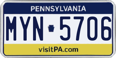 PA license plate MYN5706