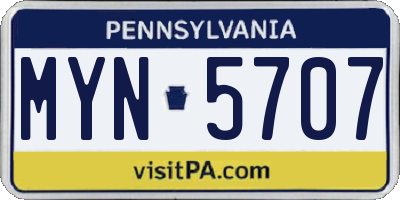 PA license plate MYN5707